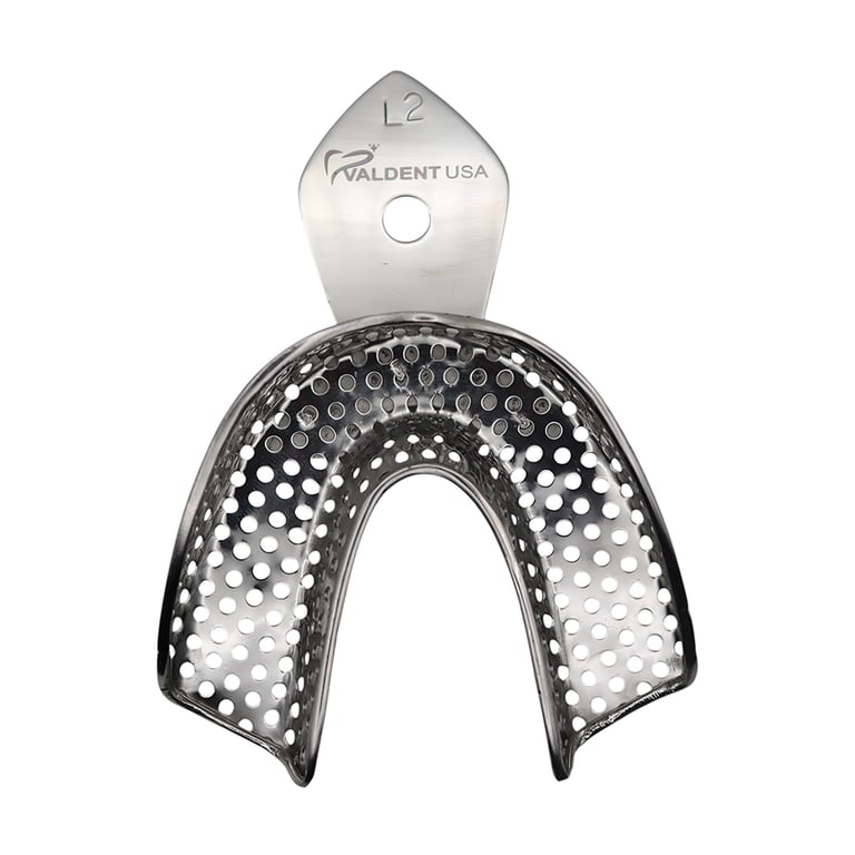 Valdent USA #2 Lower Full Arch Perforated Stainless Steel Impression Tray, 1/Pk