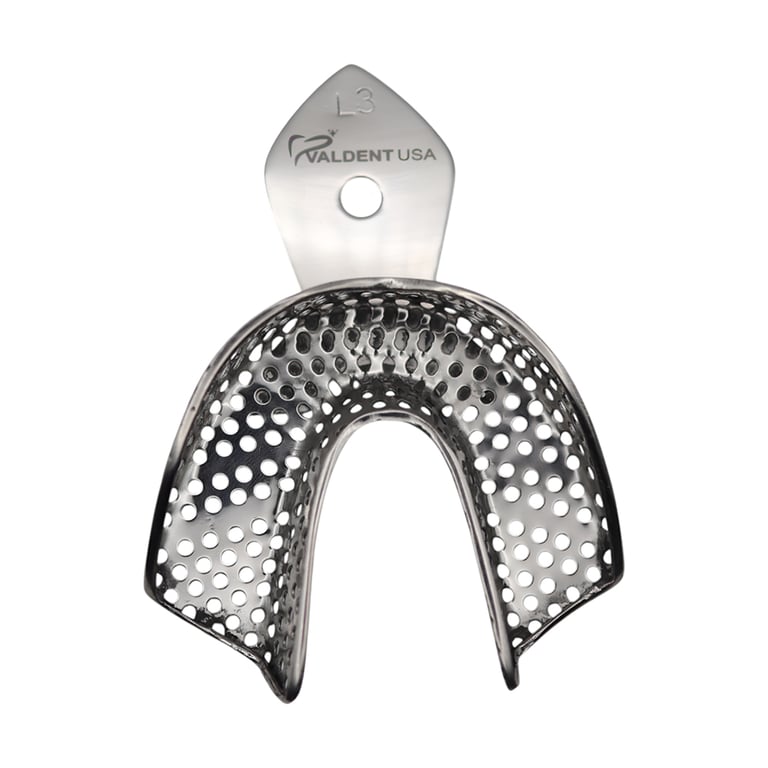 Valdent USA #3 Lower Full Arch Perforated Stainless Steel Impression Tray, 1/Pk