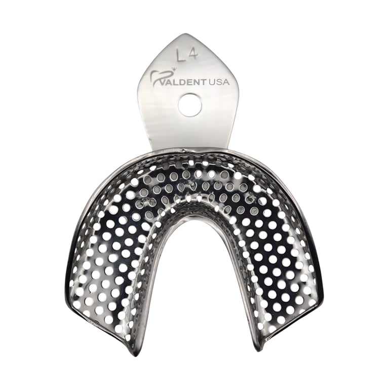 Valdent USA #4 Lower Full Arch Perforated Stainless Steel Impression Tray, 1/Pk