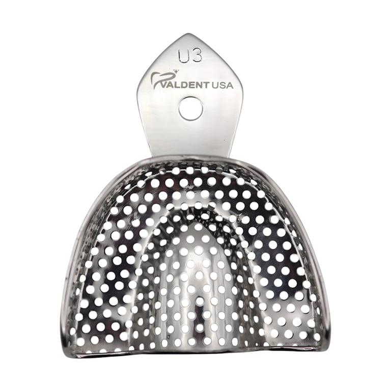 Valdent USA #3 Upper Full Arch Perforated Stainless Steel Impression Tray, 1/Pk