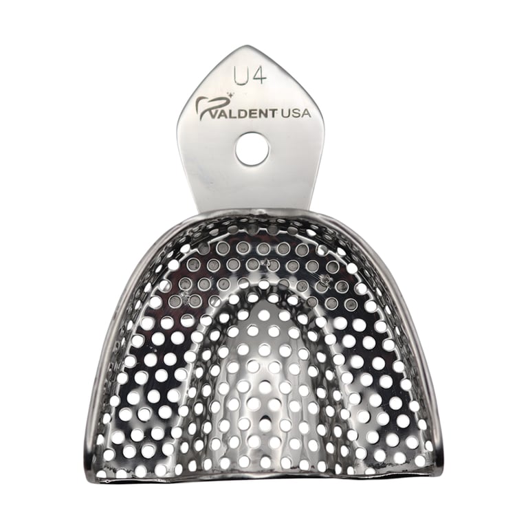 Valdent USA #4 Upper Full Arch Perforated Stainless Steel Impression Tray, 1/Pk