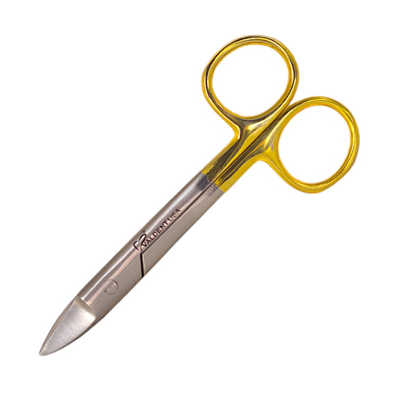 Valdent USA Stainless Steel 4.5" Curved Crown and Gold Scissor, 1/Pk. High carbon Material