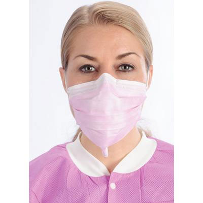 ArchAway Double-Seal Earloop Masks - LIGHT PINK 50/Bx. Plastic wire across middle section of masks