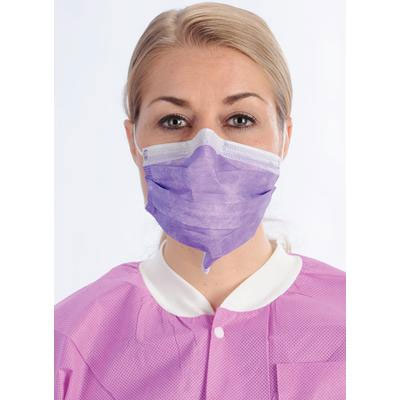 ArchAway Double-Seal Earloop Masks - PURPLE 50/Bx. Plastic wire across middle section of masks