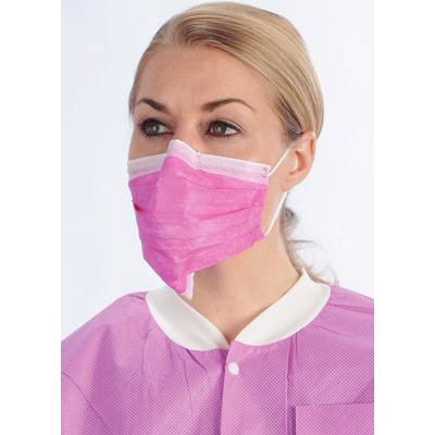 ArchAway Double-Seal Earloop Masks - RASPBERRY 50/Bx. Plastic wire across middle section of masks