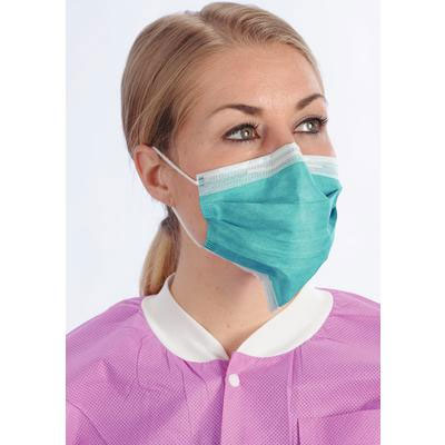 ArchAway Double-Seal Earloop Masks - TEAL Single Box, 50/Bx. Plastic wire across middle section