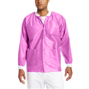Easy-Breathe Jackets - Raspberry, Large 10/Pk. Light-Weight, Made of 3-Layer SMS fabrics