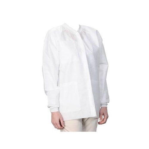 Extra-Safe Jacket - White 3X-Large 10/Pk. Hip-Length, Light-Weight, Breathable, with Snap-Front
