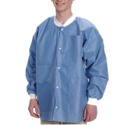 Extra-Safe Jacket - Ceil Blue Medium 10/Pk. Hip-Length, Light-Weight, Breathable, with Snap-Front