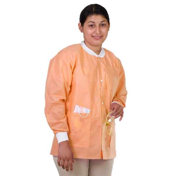 Extra-Safe Jacket - Orange Medium 10/Pk. Hip-Length, Light-Weight, Breathable, with Snap-Front