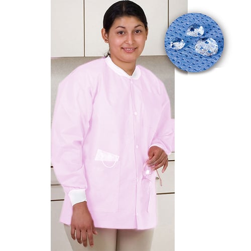 Extra-Safe Jacket - Light Pink Small 10/Pk. Hip-Length, Light-Weight, Breathable, with Snap-Front