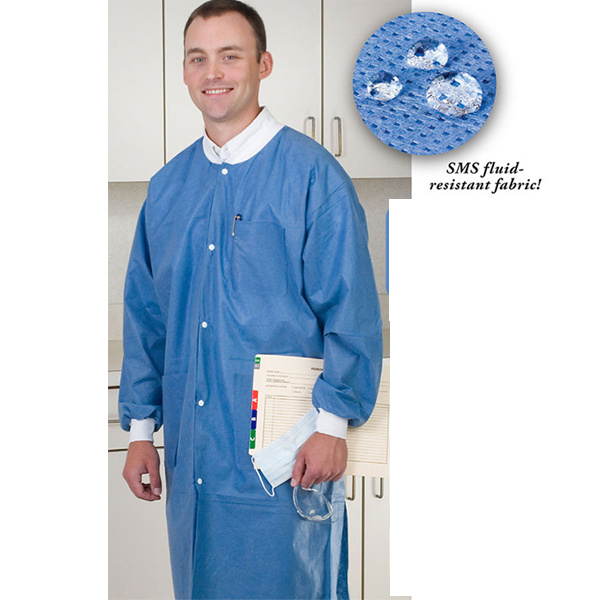 Extra-Safe Lab Coats - Coffee Medium 10/Pk. Knee-Length, Soft 3-layer SMS fabrics, fluid