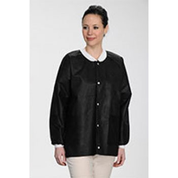 Extra-Safe Jacket - Black Medium 10/Pk. Hip-Length, Light-Weight, Breathable, with Snap-Front