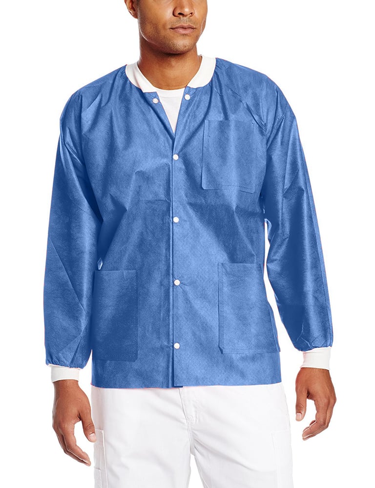 Extra-Safe Jacket - Blueberry Large 10/Pk. Hip-Length, Light-Weight, Breathable, with Snap-Front