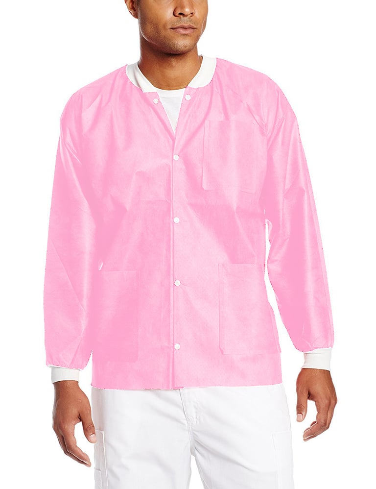Extra-Safe Jacket - Light Pink Medium 10/Pk. Hip-Length, Light-Weight, Breathable, with Snap-Front