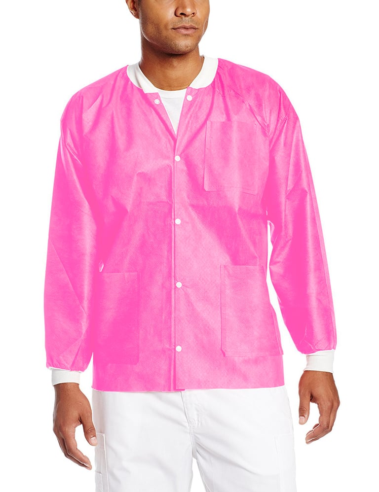 Extra-Safe Jacket - Raspberry Small 10/Pk. Hip-Length, Light-Weight, Breathable, with Snap-Front