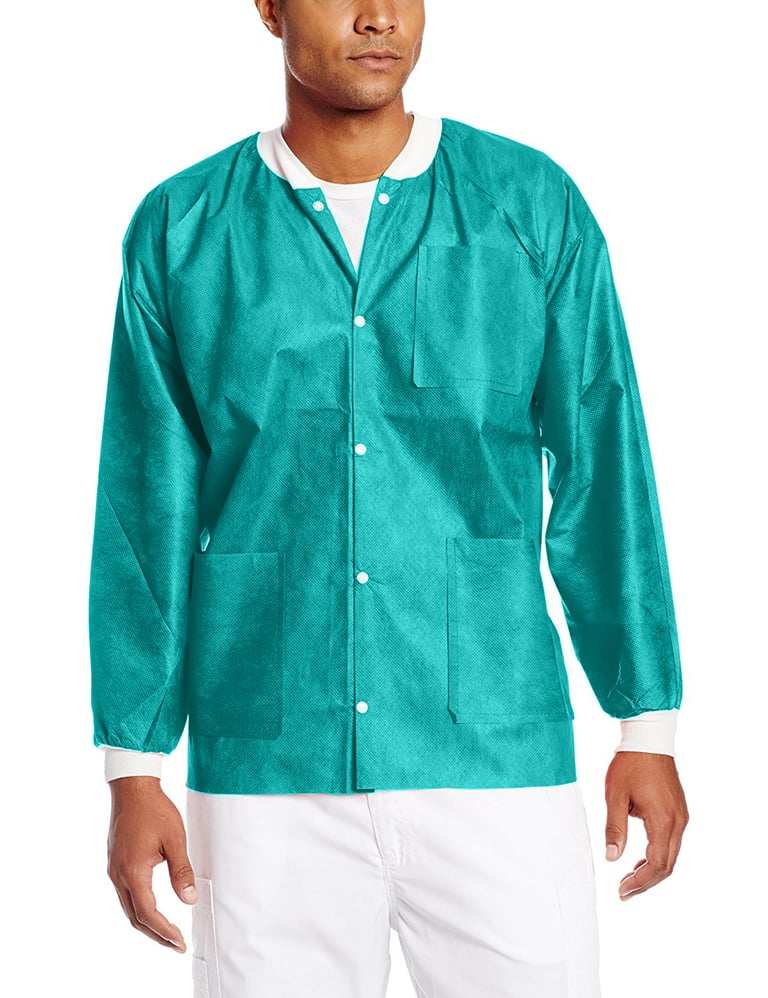 Extra-Safe Jacket - Teal Medium 10/Pk. Hip-Length, Light-Weight, Breathable, with Snap-Front