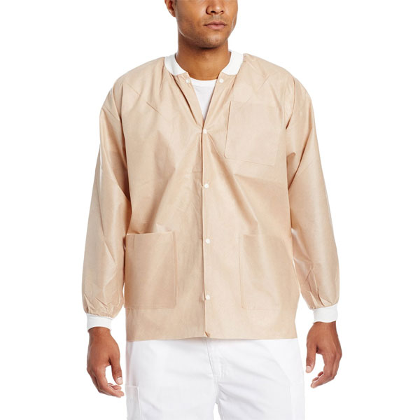 Extra-Safe Jacket - Tan X-Large 10/Pk. Hip-Length, Light-Weight, Breathable, with Snap-Front