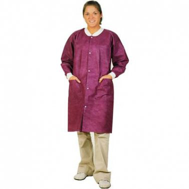 Extra-Safe Lab Coats - Cranberry X-Small 10/Pk. Knee-Length, Light-Weight, Breathable