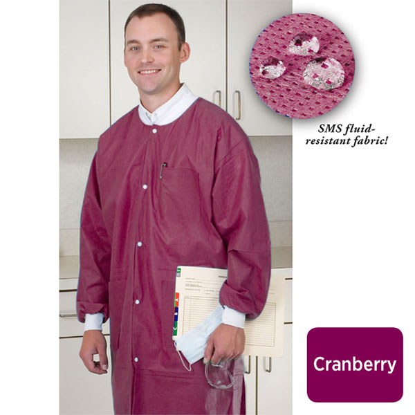Extra-Safe Lab Coats - Cranberry 4X-Large 10/Pk. Knee-Length, Light-Weight, Breathable