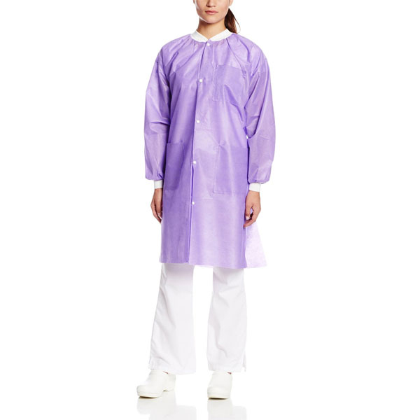 Extra-Safe Lab Coats - Purple Medium 10/Pk. Knee-Length, Light-Weight, Breathable, with Snap-Front