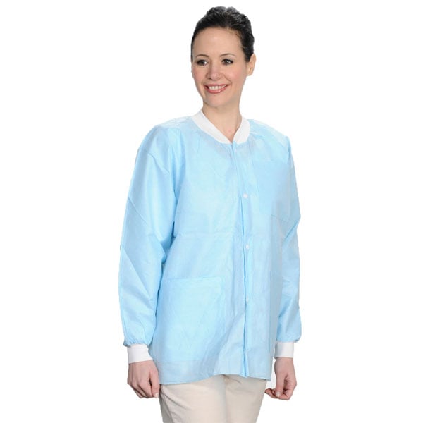 Extra-Safe Jacket - Sky Blue 4X-Large 10/Pk. Hip-Length, Light-Weight, Breathable, with Snap-Front