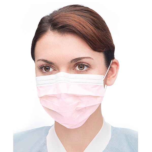 Ultra 3-in-1 Sensitive Ear-Loop Mask - LIGHT PINK, Single Box, 50/Bx. ASTM Level 2. Sensitive