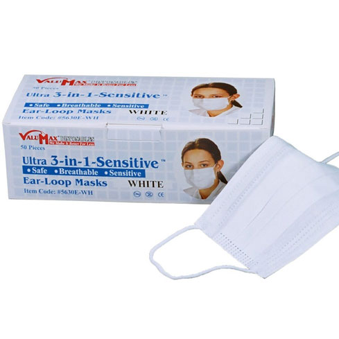 Ultra 3-in-1 Sensitive Ear-Loop Mask - WHITE, 50/Bx. ASTM Level 3. Sensitive and gentle to skin
