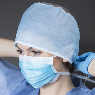 ValuMax Polypropylene Surgical Caps - Blue, 100 caps/bag. Universal size with adjustable ties