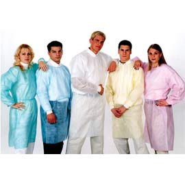ValuMax Isolation Gowns Knit Cuff GREEN. Disposable, knee-length, open at the back, latex-free