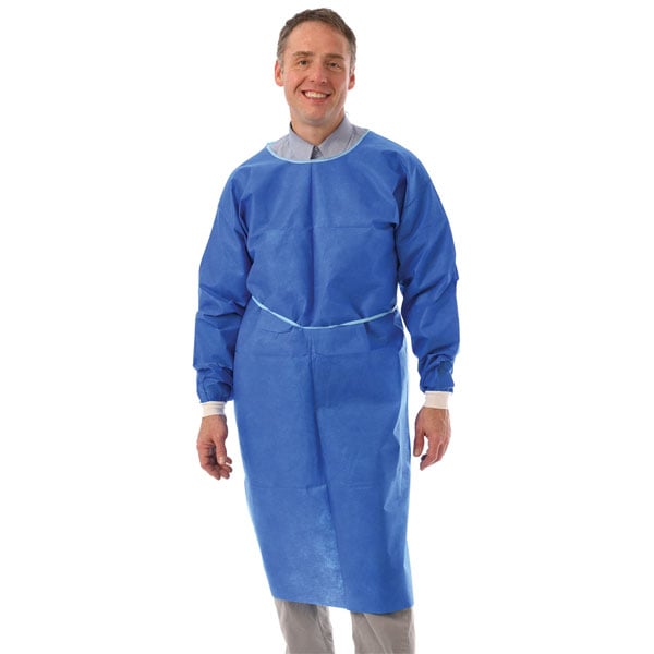 ValuMax AAMI Level 2 Isolation Gown, 10/Pk, Royal Blue, Regular Size - 44" L x 27" W. Full Back