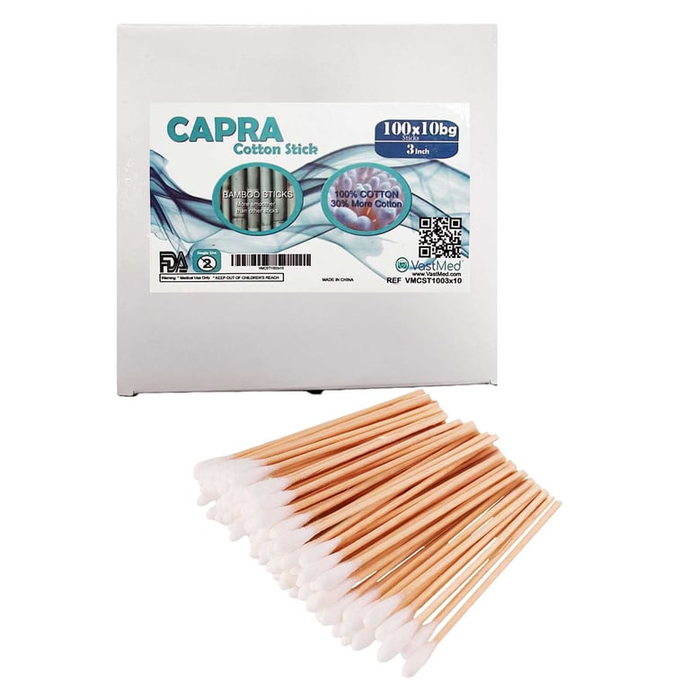 thumbnail image 2 of PlastCare USA Cotton Tip Applicators, 1000 Count (10 X 100) Medical Swabs With Wood Sticks 2 of 6