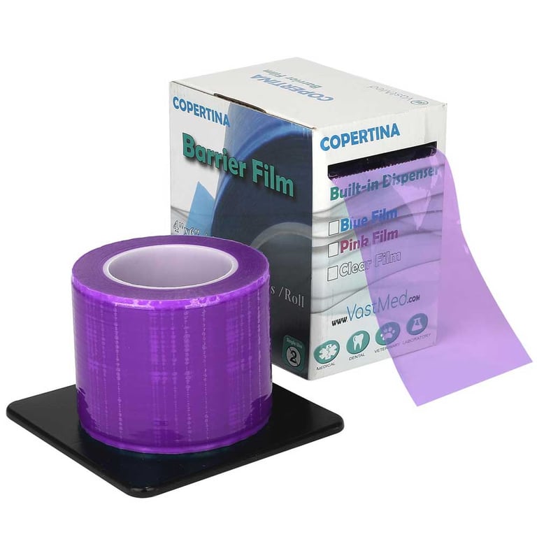 VastMed 4" x 6" Barrier Film, Purple, 1200 Sheets, 1 Roll. Barrier film can be dispensed