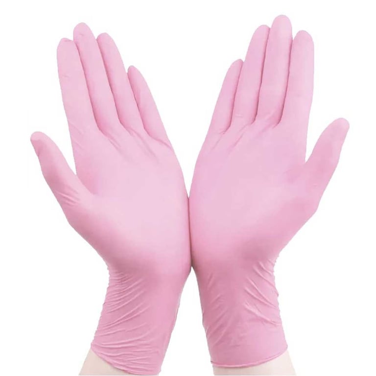 VastMed LEONE Nitrile Exam Gloves, Powder Free, Small, Pink, 100/Pk