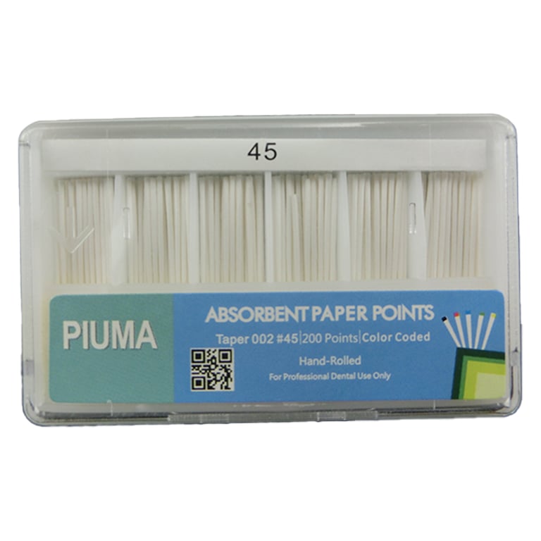 VastMed PIUMA Absorbent Paper Points Size 45 200/Bx. The absorbent paper points are quick methods