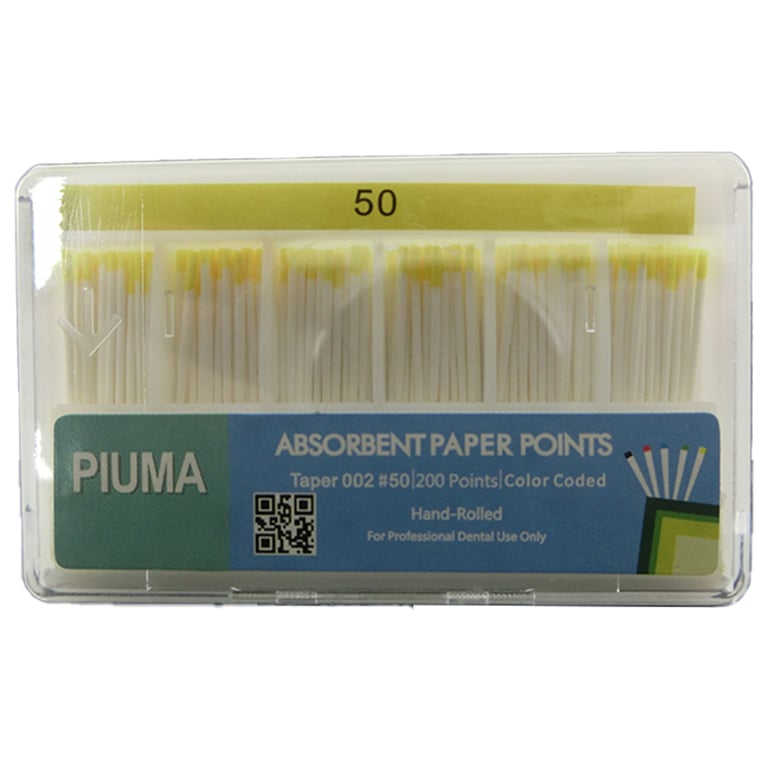 VastMed PIUMA Absorbent Paper Points Size 50 200/Bx. The absorbent paper points are quick methods