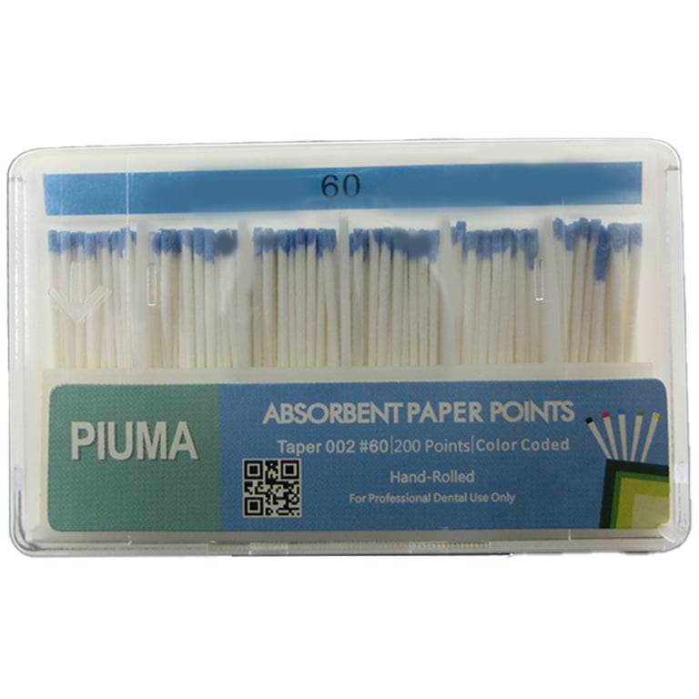VastMed PIUMA Absorbent Paper Points Size 60 200/Bx. The absorbent paper points are quick methods