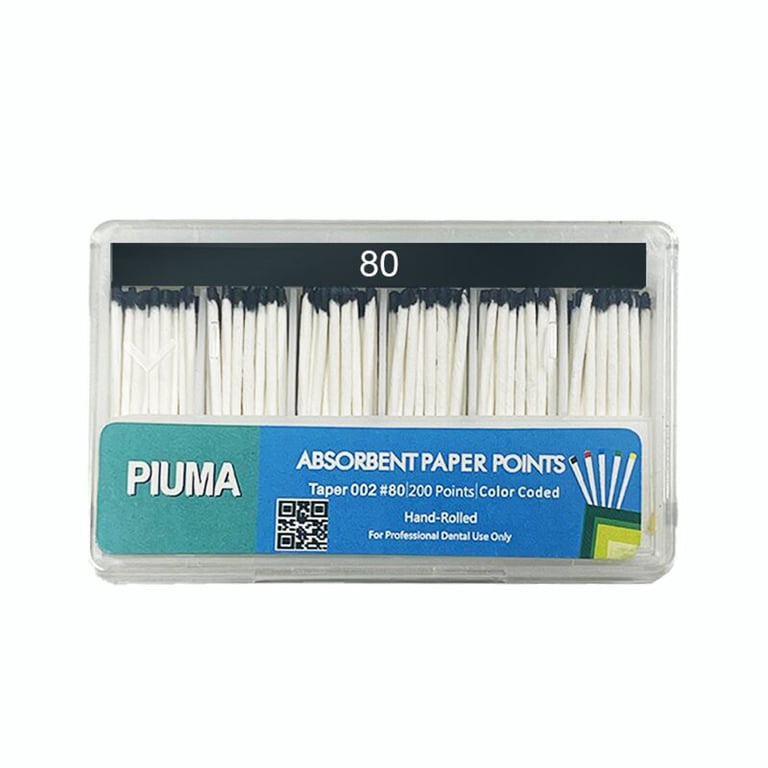 VastMed PIUMA Absorbent Paper Points Size 80 200/Bx. The absorbent paper points are quick methods