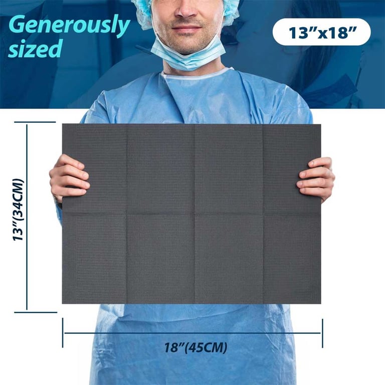 VastMed 13" x 18" Patient Bibs, 3-Ply, Black, 500