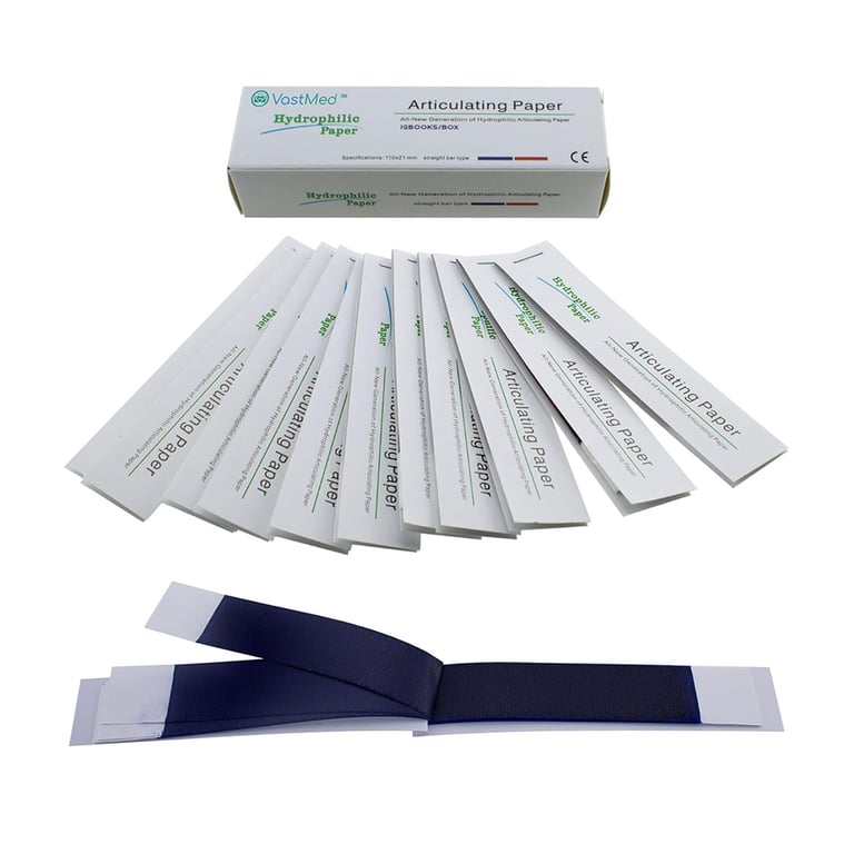 VastMed Articulating Paper, Thick Blue, 180/Pk. Dimension 110 x 21 mm, non-toxic pigments