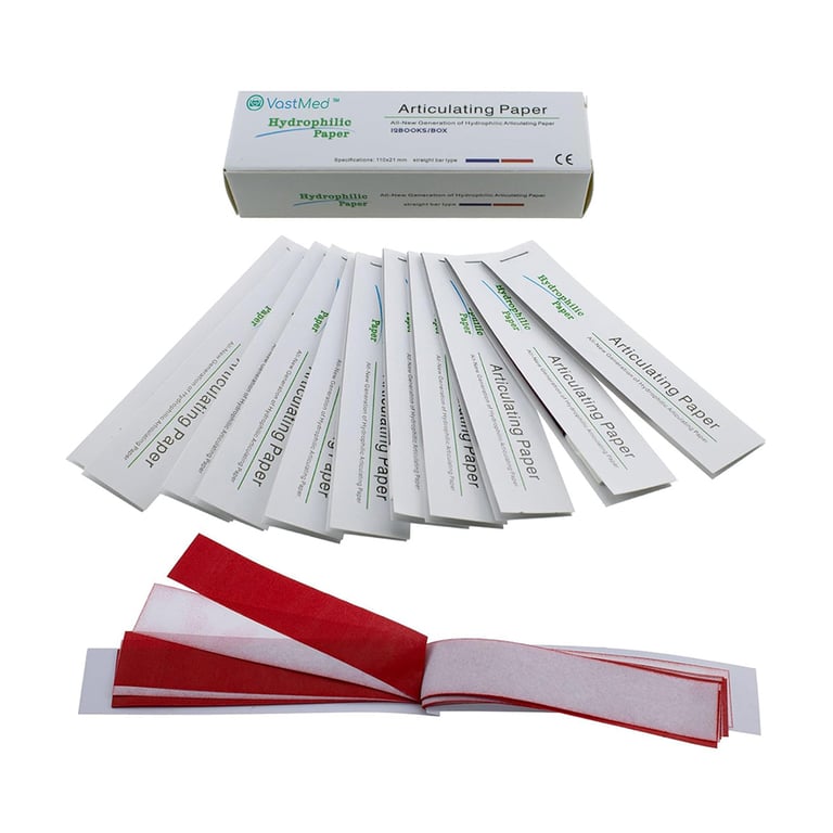 VastMed Articulating Paper, Thin Red, 240/Pk. Dimension 110 x 21 mm, non-toxic pigments