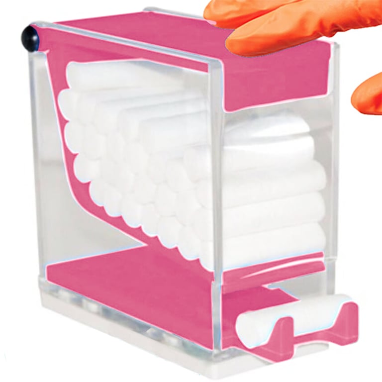 VastMed Cotton Roll Dispenser, Pink, 1/Pk. Fits standard sized cotton rolls and features non-skid