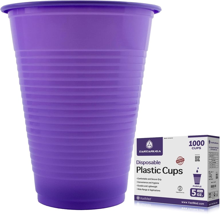 VastMed 5oz Disposable, Durable, Plastic Dental Cups, Purple, 1000/Bx
