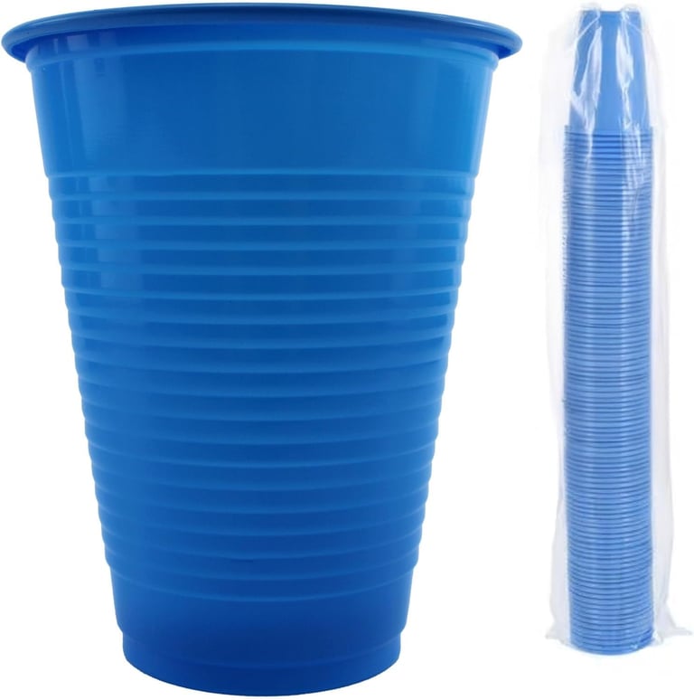 VastMed 5oz Disposable Plastic Dental Cups, Blue, 100/Pk. Made from polypropylene, durable cups
