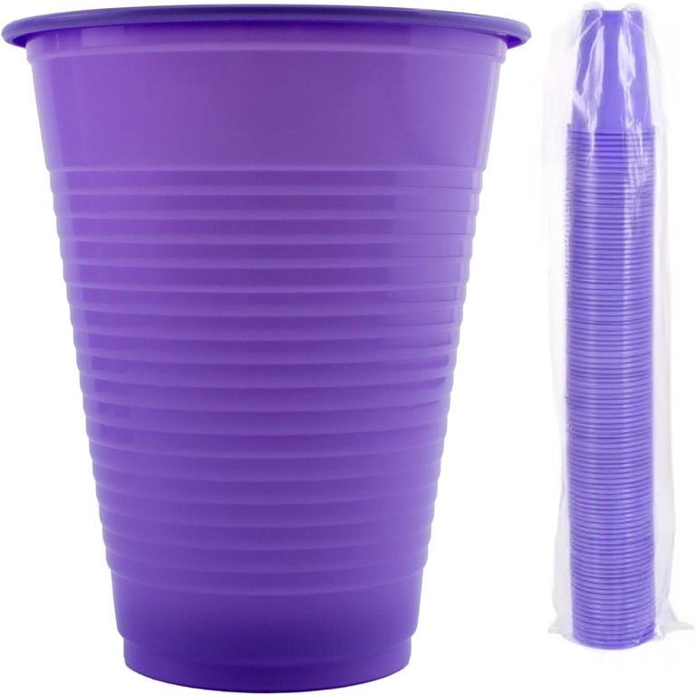 VastMed 5oz Disposable Plastic Dental Cups, Purple, 100/Pk. Made from polypropylene, durable cups