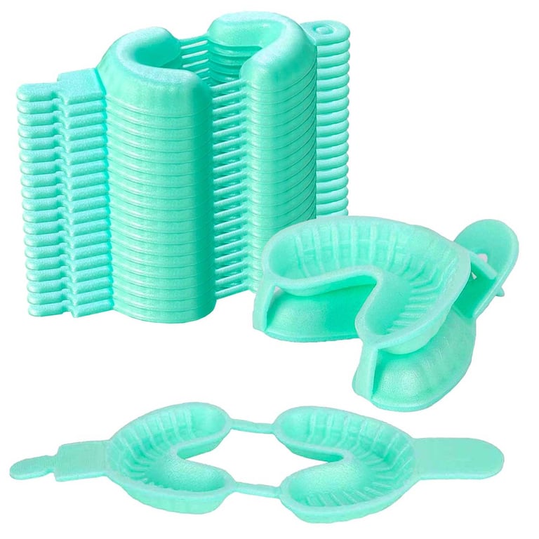 VastMed Disposable Dental Fluoride Trays, Dual Arch Tray for Gel/Foam, Small, Green, 100/Pk
