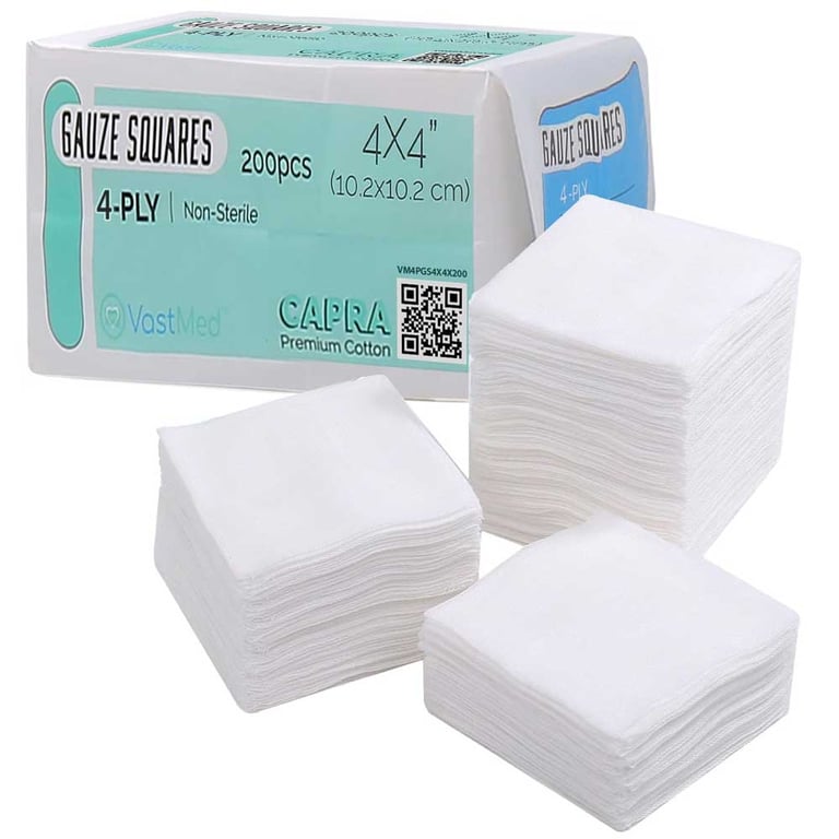 VastMed 4" x 4" Non-Woven 4-Ply Premium Gauze Sponges, Non-Sterile, 200/Pk
