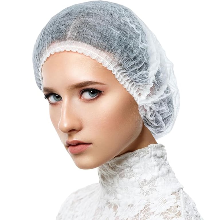 VastMed 21" Polypropylene Non-Woven Mesh Bouffant Caps, Elastic Band, White, 100/Pk