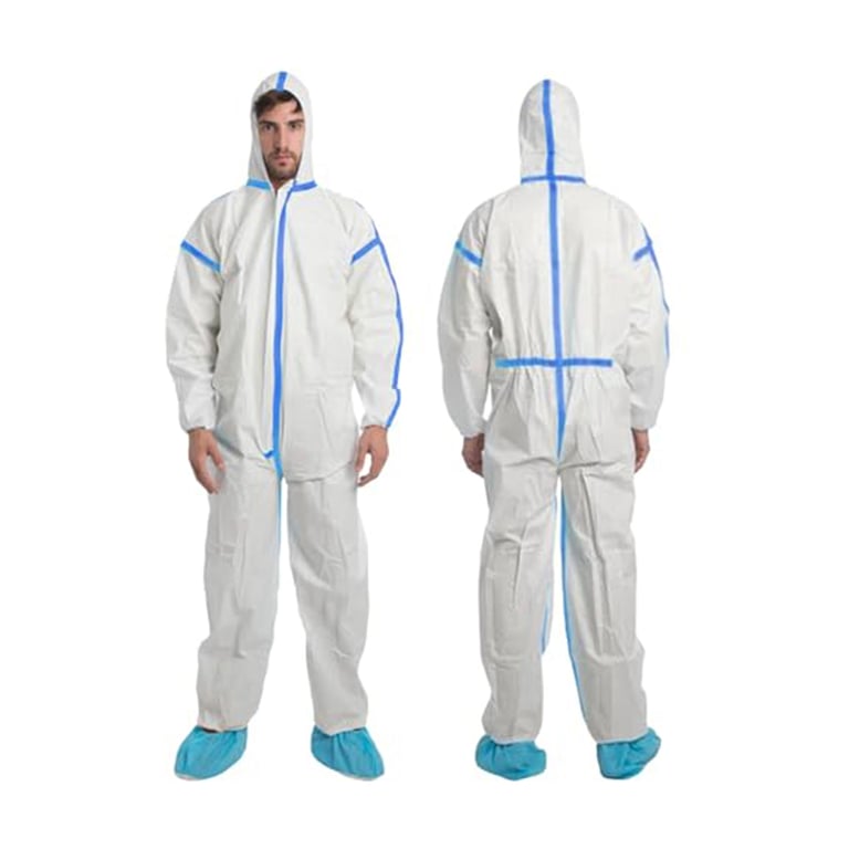 VastMed PPE Coverall Wrist & Ankle Jump Suit, 1/Pk. Offers full-body coverage with stitched