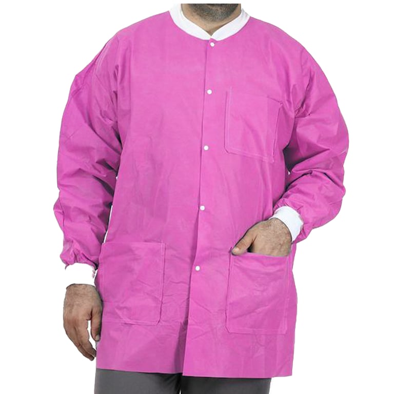 VastMed Disposable Lab Jacket SMS Multiple Layers 50g Large PINK 10/Bag. The lab jackets are